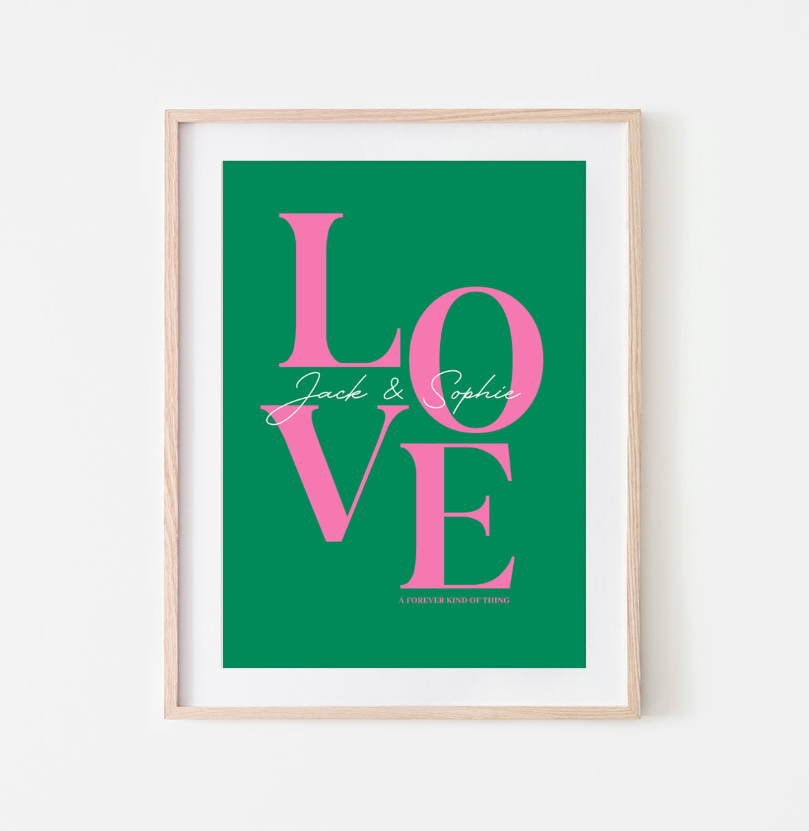 Gepersonaliseerde Love in Letters Green Poster