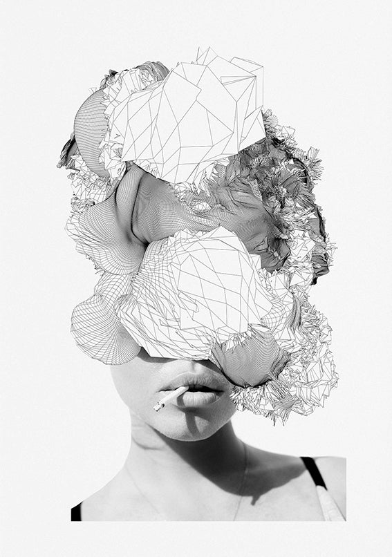 Girl Smoking Abstract Poster
