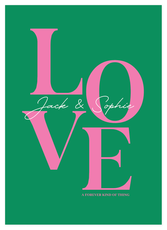 Gepersonaliseerde Love in Letters Green Poster
