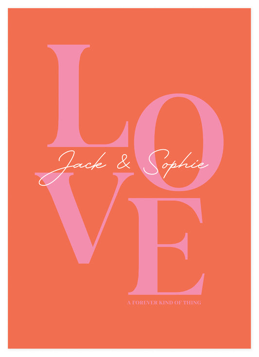 Gepersonaliseerde Love in Letters Orange Poster