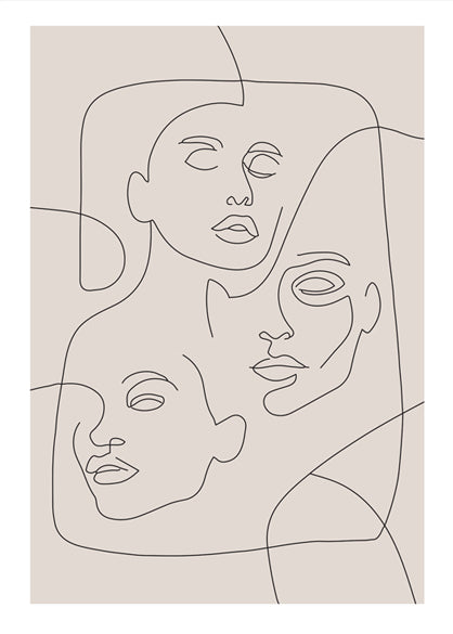 Line Art Faces Poster