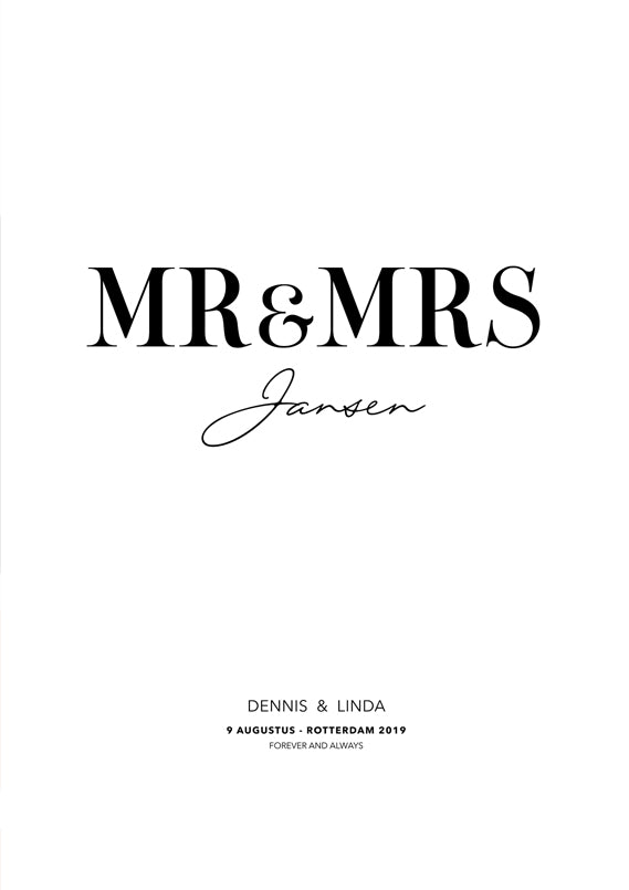 Mr and Mrs Gepersonaliseerde Poster