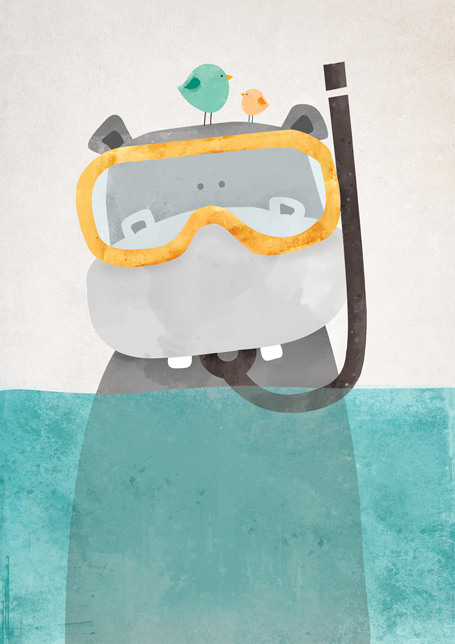Snorkel Nijlpaardje Poster
