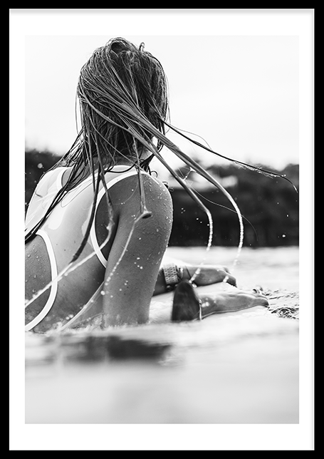 Surfergirl Surfing Poster