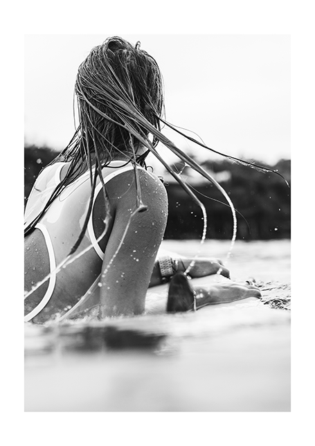 Surfergirl Surfing Poster