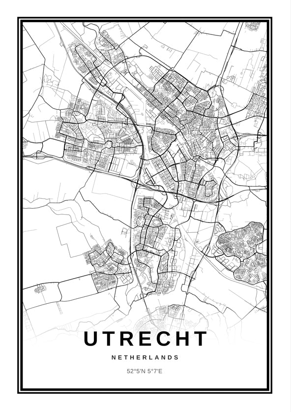 Utrecht Stadskaart Poster